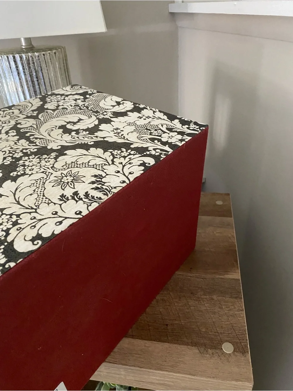2 Decorative Dark Olive and Cream Fabric Storage Bin